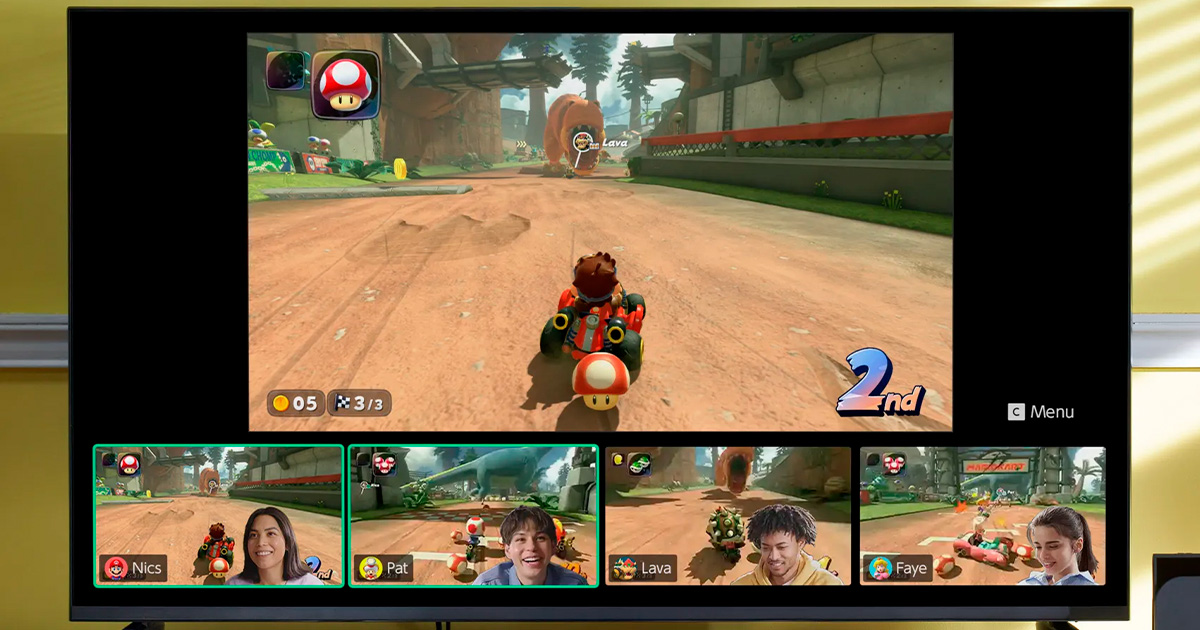 Cámara de Nintendo Switch 2 con GameChat activado en pantalla