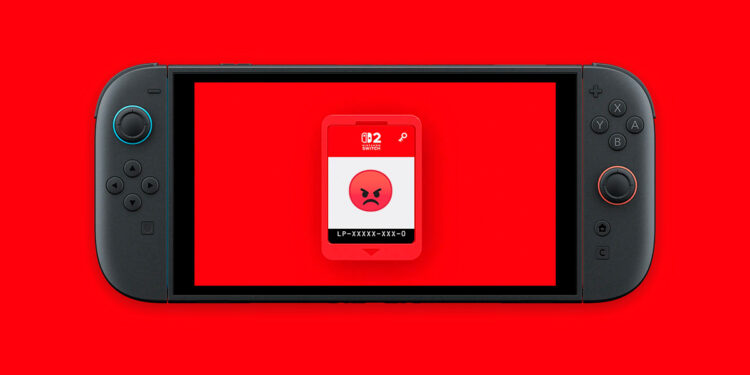 Nintendo Switch 2 con una tarjeta de clave de juego