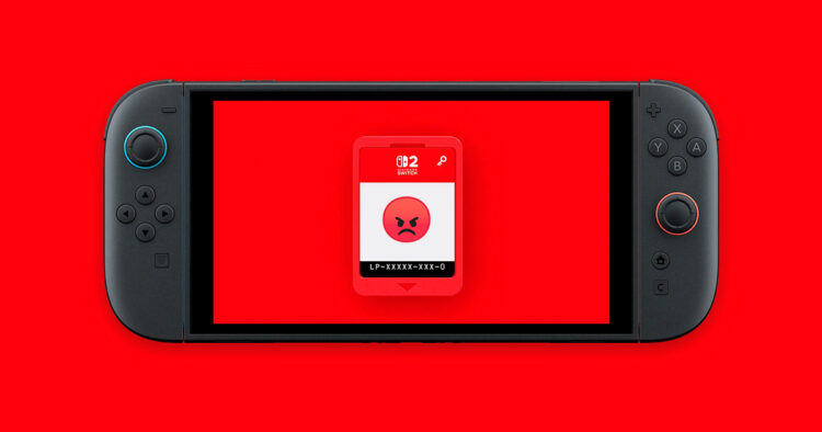 Nintendo Switch 2 con una tarjeta de clave de juego