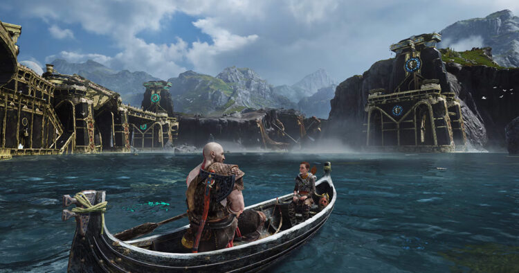 kratos con atreus en la serie de god of war