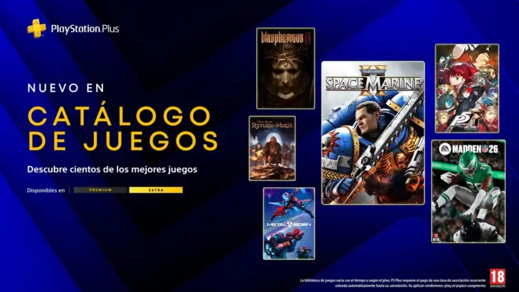 PlayStation Plus en marzo añade Space Marine 2, Persona 5 Royal y más juegos