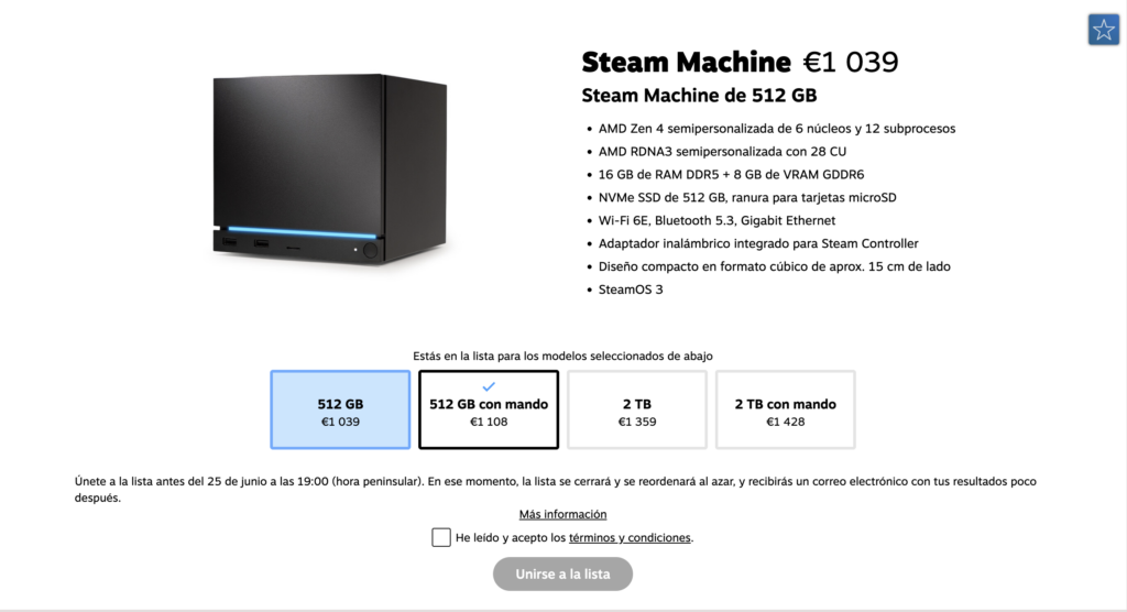 precio de Steam Machine