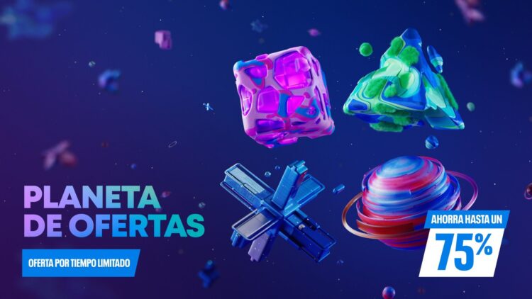 Cartel de la promoción Planeta de Ofertas de PlayStation Store con descuentos de hasta el 75 %