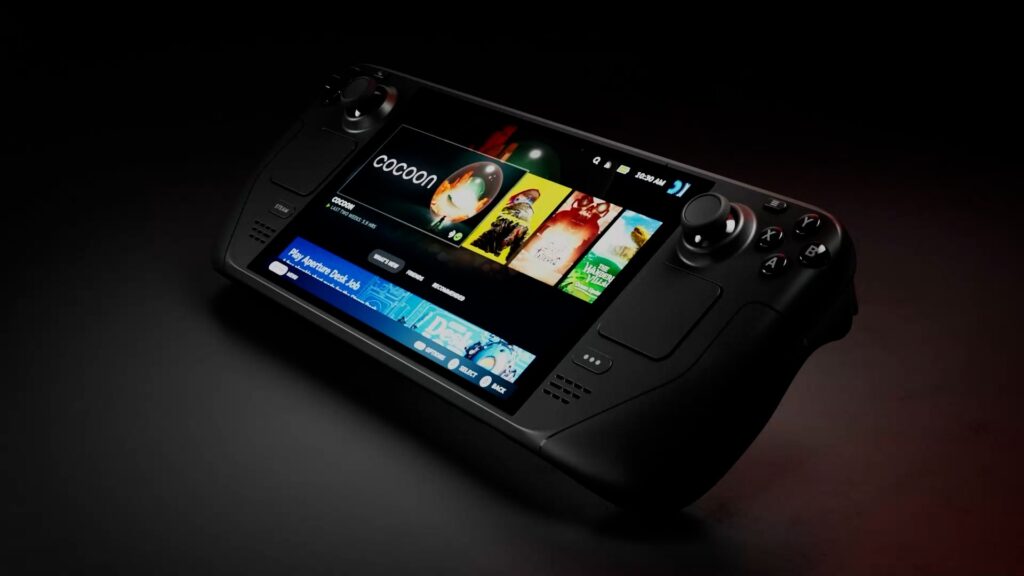 Steam Deck OLED con la biblioteca de Steam en pantalla